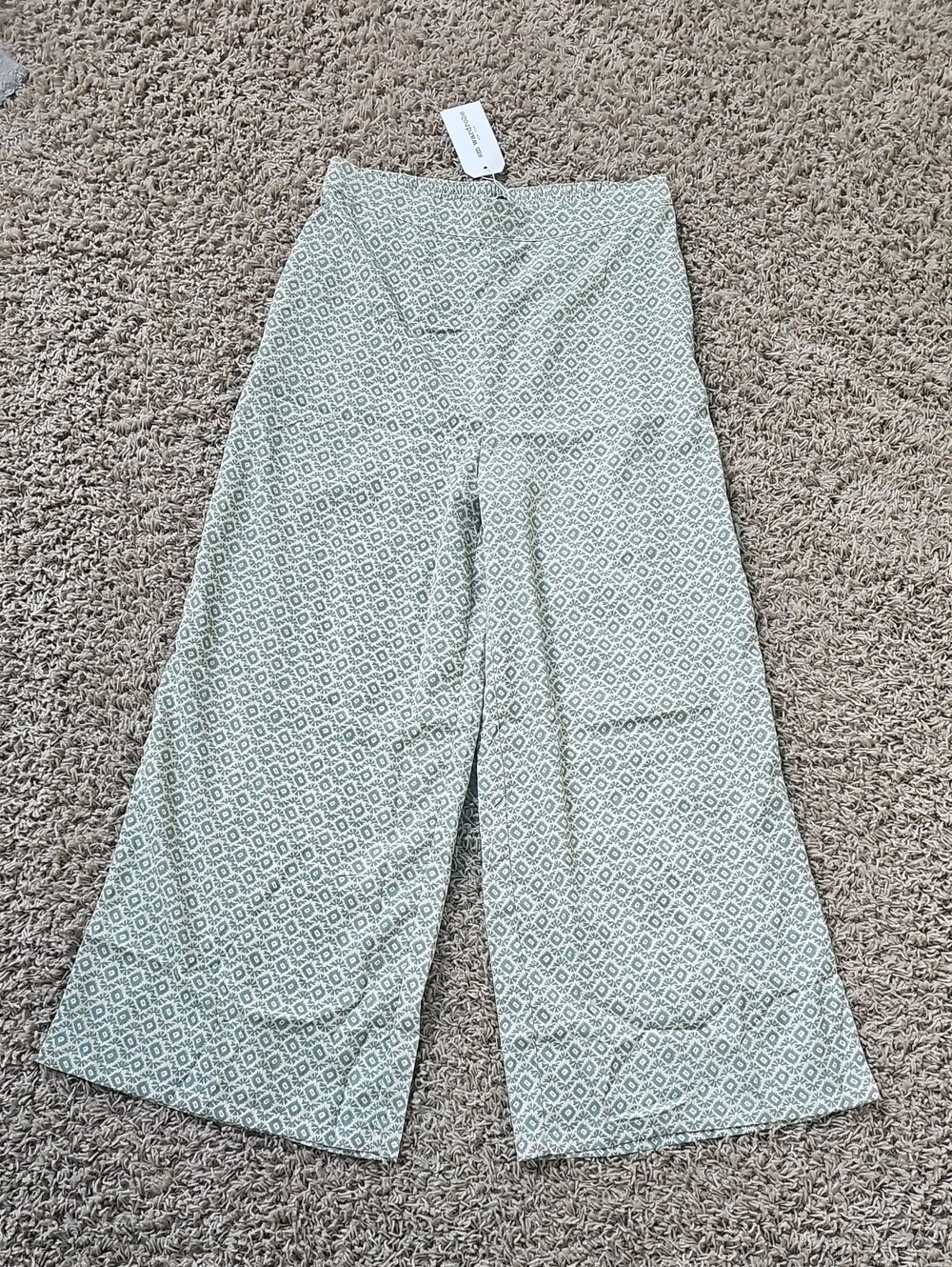 NWT SM Wardrobe Pants Wide Leg Boho Elastic XL Geometric Print